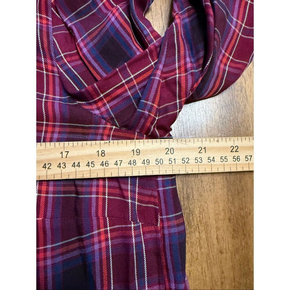 J. Jill Burgundy Red Purple Plaid Boat Neck Tunic Top Size Petite Small - Picture 7 of 8
